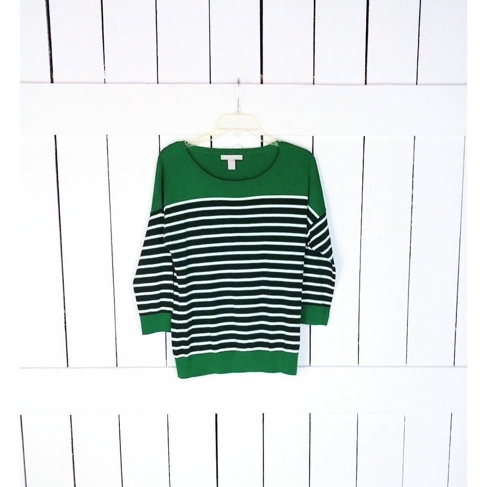 Banana Republic green striped knit pullover sweater top